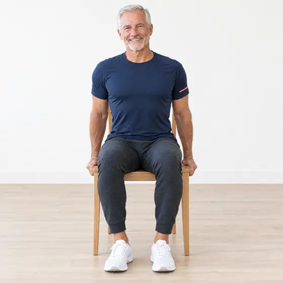 Seated Chest Stretch: Sit tall near the front of the chair.