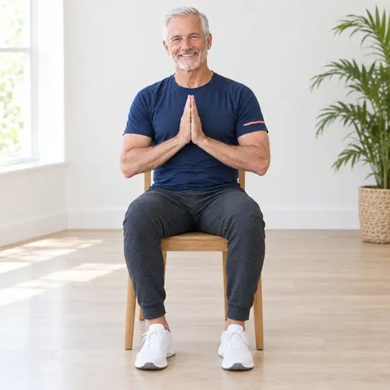 Hands-to-Heart Breathing: Sit tall, palms together at your heart.