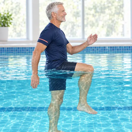 Water Marching: Stand tall near the pool edge.