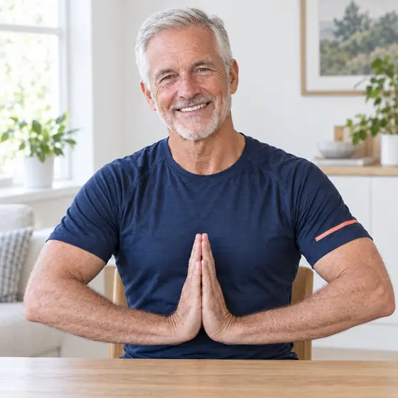 Prayer Stretch: Press your palms together in front of your chest.